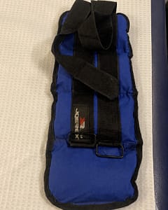 Blue ankle weight used during my knee physiotherapy exercises