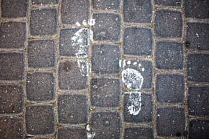 Footprints showing differences in foot arches and weight distribution.