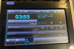 Therapeutic ultrasound settings used during my knee physiotherapy session